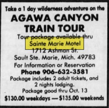 Sainte Marie Motel (Laker Inn) - Sept 1986 Ad